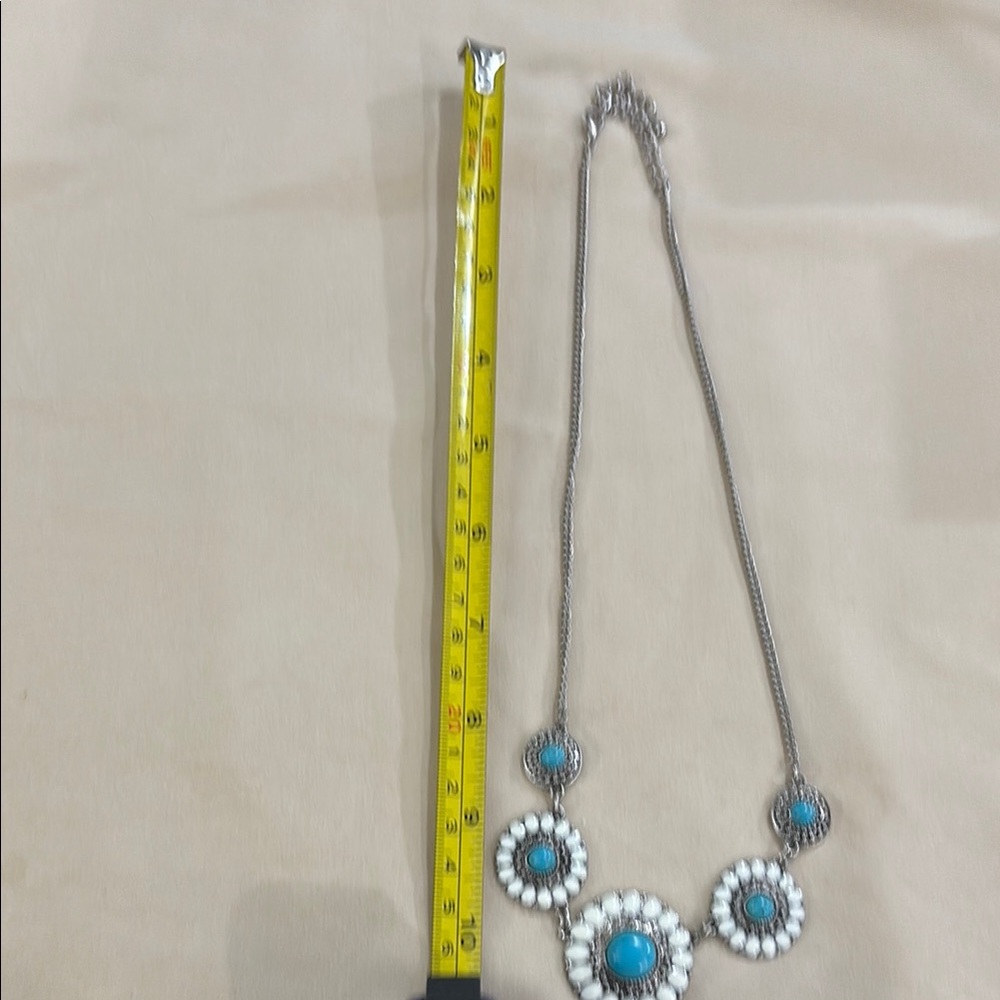 Shyanne Silver and Blue Necklace with Turquoise Halo Pendants - Picture 6 of 6